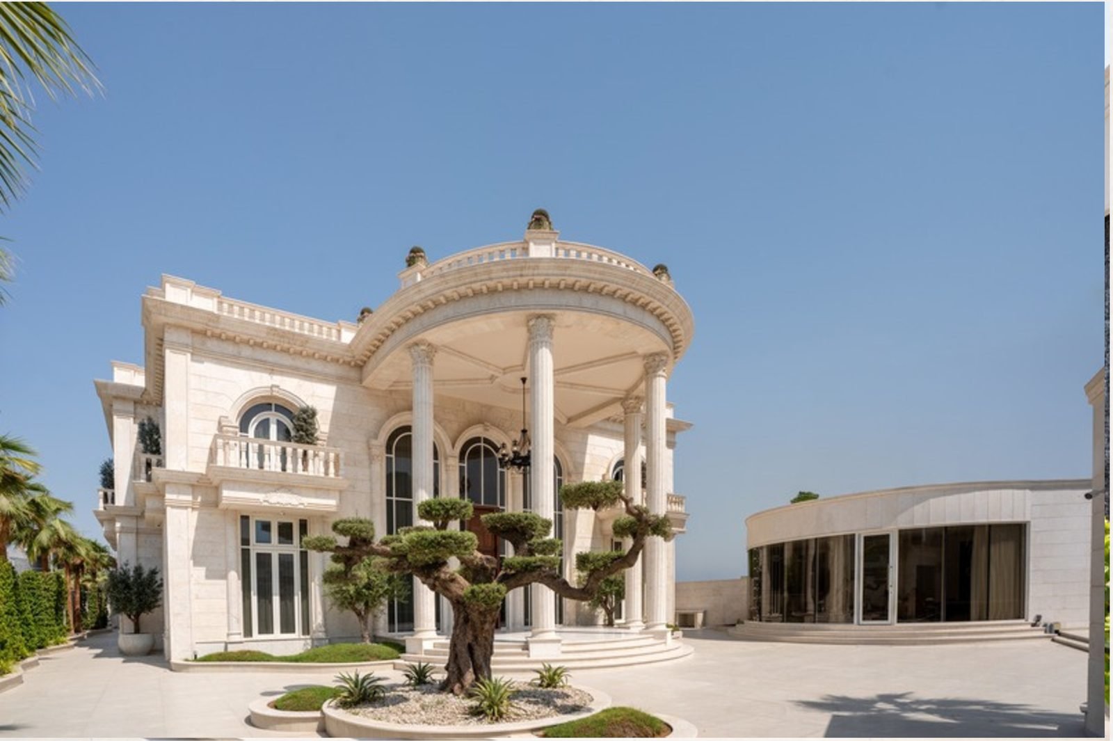 White Palace exterior and landscaped forecourt